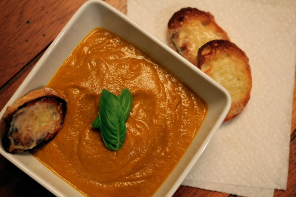 Roasted Tomato Soup and Croutons